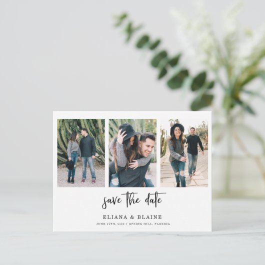 Trouwfoto Sla het Briefkaart van de datumaankondig (Staand voorkant)
