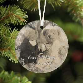 Trouwfoto Sneeuwvlok Lijst bruid & bruidegom Glas Ornament