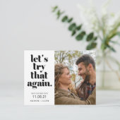 Trouwfoto Stel nieuwe datum uit Bericht Aankondigingskaart (Staand voorkant)