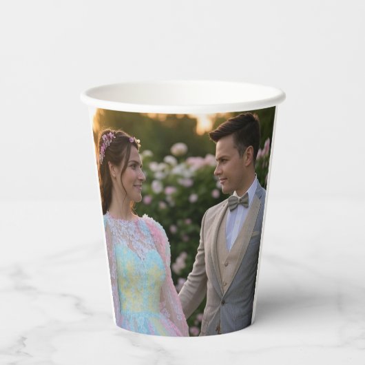 Trouwfoto toevoegen Aanpassen Papieren Bekers (Achterkant)