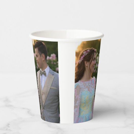 Trouwfoto toevoegen Aanpassen Papieren Bekers (Links)