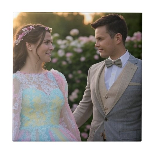 Trouwfoto toevoegen Aanpassen Tegeltje (Voorkant)