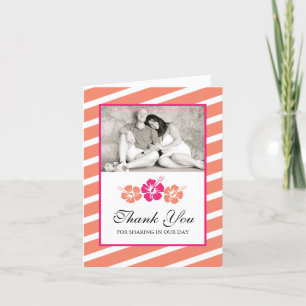 Trouwfoto Trouwkaart met Hibiscus Bloemen Bedankkaart