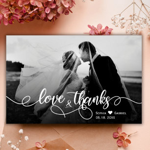Trouwfoto typografie Dank u kaart