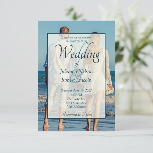 Trouwfoto uitnodiging (Staand voorkant)