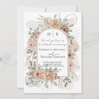 Trouwfoto Uitnodiging met Bloemen