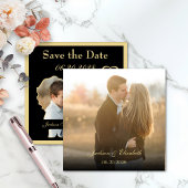 Trouwfoto van bruid en bruidegom in de vorm van go save the date