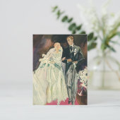 Trouwfoto van pasgetrouwden in vintage stijl, gelu aankondiging (Staand voorkant)