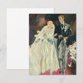 Trouwfoto van pasgetrouwden in vintage stijl, gelu aankondiging (Voorkant / Achterkant)