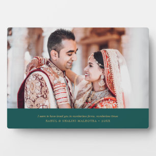 Trouwfoto van stel met Indiase liefdescitaat Fotoplaat