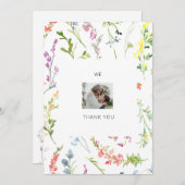 Trouwfoto wildbloem dank je bedankkaart (Voorkant / Achterkant)