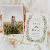 Trouwfoto wilde bloemen Save the Date kaart