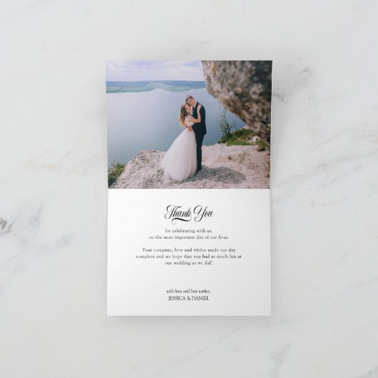 Trouwfoto Wildflower Garden Posy Monogrammed Bedankkaart (Binnen)