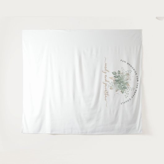 Trouwfoto Witte Achtergrond Loof Namen Wandkleed (Voorkant (horizontaal))