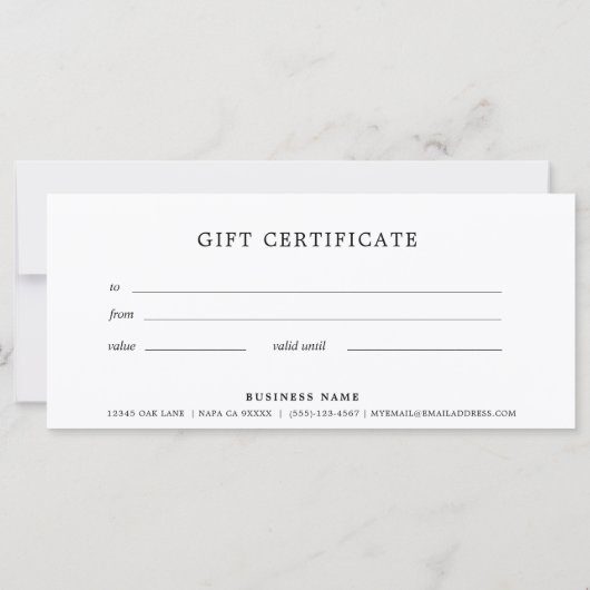 Trouwfoto Zakelijk Cadeaubon Elegant (Achterkant)