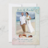 Trouwfoto Zee Schildpad Strandschelpen Bedankkaart (Voorkant)