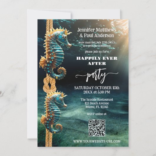 Trouwfoto Zeepaarden Happily Ever After  Kaart (Achterkant)