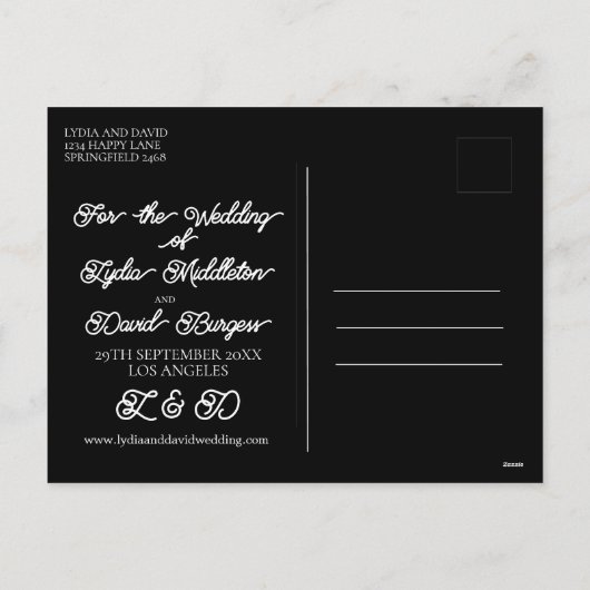 Trouwfoto zwart wit Bewaar de datum Feestdagenkaart (Achterkant)