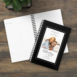 Trouwfoto zwart-wit elegante script lettertype planner