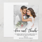 Trouwfoto Zwarte Script Liefde en Dankbaarheid Kaa Bedankkaart (Voorkant / Achterkant)