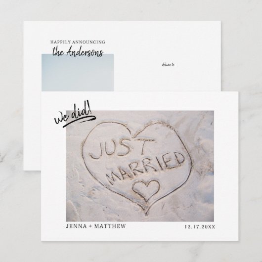 Trouwfotoaankondiging 'Gauw getrouwd'  Aankondigingskaart (Voorkant / Achterkant)