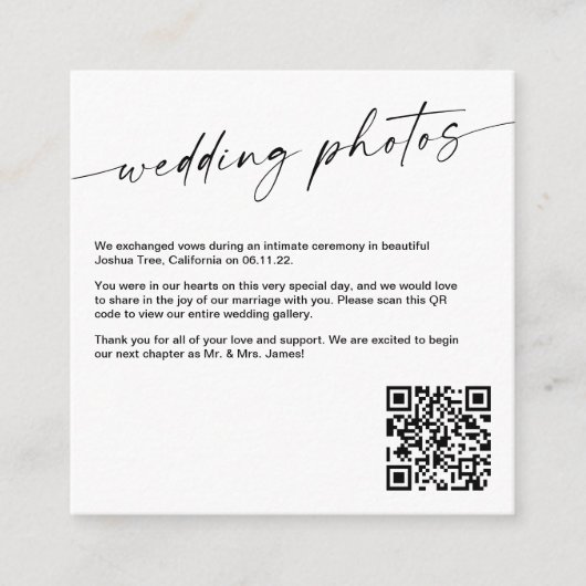 Trouwfotoalbum QR-codekaart Informatiekaartje (Voorkant)