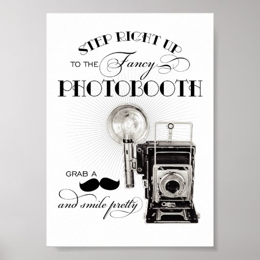 Trouwfotobooth in zwart-wit vintage stijl poster (Voorkant)