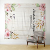 Trouwfotocabine Achtergrond Bloemen Roestig Hout Wandkleed (In Situ (horizontaal))