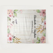 Trouwfotocabine Achtergrond Bloemen Roestig Hout Wandkleed (Voorkant (horizontaal))