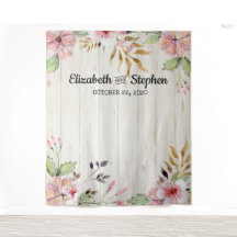 Trouwfotocabine Achtergrond Bloemen Roestig Hout