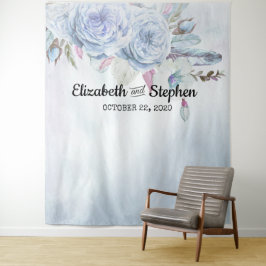 Trouwfotocabine Achtergrond Boho Bloemen Veren Wandkleed