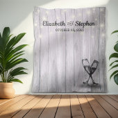 Trouwfotocabine Achtergrond Champagneglaasje Hout Wandkleed