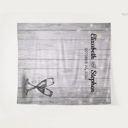 Trouwfotocabine Achtergrond Champagneglaasje Hout Wandkleed (Voorkant (horizontaal))