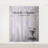 Trouwfotocabine Achtergrond Champagnetuin Hout Wandkleed (Voorkant)