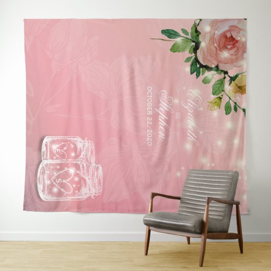 Trouwfotocabine Achtergrond Chic Bloemstuk Metselw Wandkleed (In Situ (horizontaal))