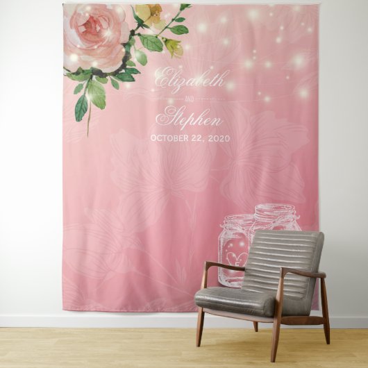 Trouwfotocabine Achtergrond Chic Bloemstuk Metselw Wandkleed (In situ)