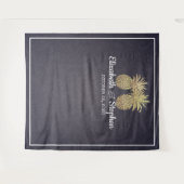 Trouwfotocabine Achtergrond Gouden Ananas Paar Wandkleed (Voorkant (horizontaal))