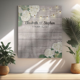 Trouwfotocabine achtergrond Hortensia lichten hout Wandkleed