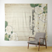 Trouwfotocabine Achtergrond Hydrangea Lichten hout Wandkleed (In Situ (horizontaal))