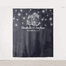 Trouwfotocabine Achtergrond Mason Jars Lichten Wandkleed