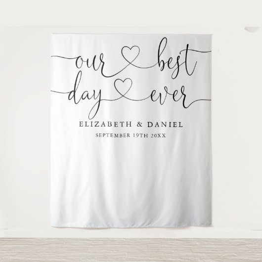 Trouwfotocabine Achtergrond met Hart Script - Best Wandkleed (Voorkant)