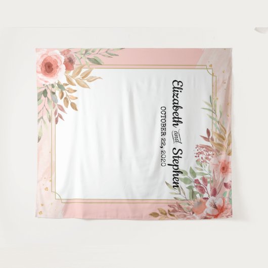 Trouwfotocabine Achtergrond Modern Elegante Bloem Wandkleed (Voorkant (horizontaal))