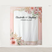 Trouwfotocabine Achtergrond Modern Elegante Bloem Wandkleed (Voorkant)