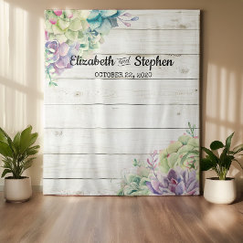 Trouwfotocabine Achtergrond Succulent Rustieke Hou Wandkleed