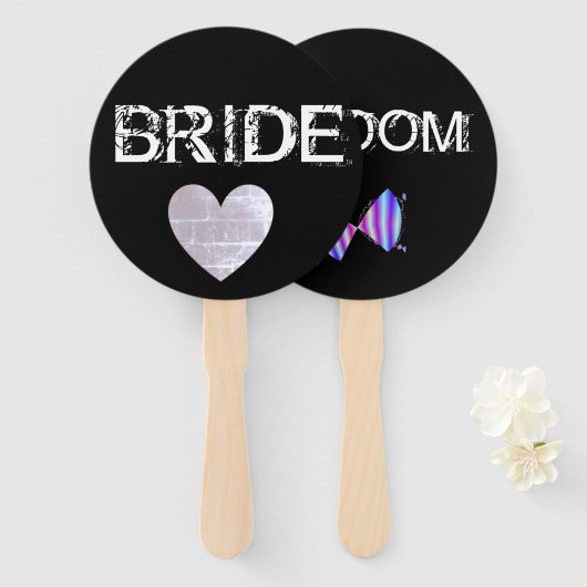 Trouwfotocabine rekwisieten bruid en bruidegom handwaaier (Voorkant en achterkant)