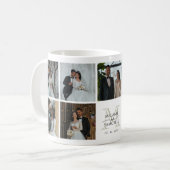 Trouwfotocollage Bruid en Bruidegom Monogram Koffiemok (Voorkant links)