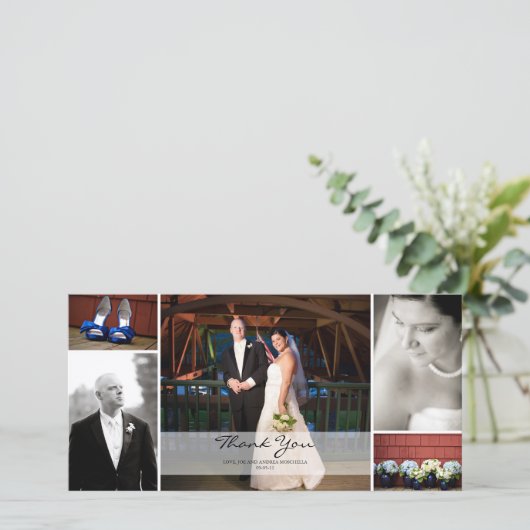 Trouwfotocollage - Dank u Bedankkaart (Staand voorkant)