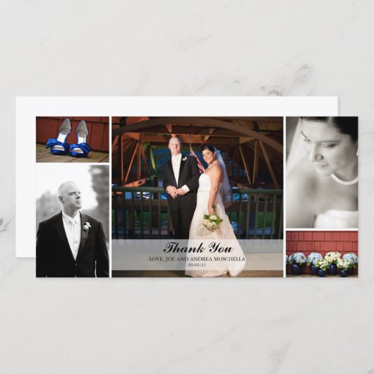 Trouwfotocollage - Dank u Bedankkaart (Voorkant / Achterkant)