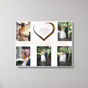 Trouwfotocollage Eenvoudige Roze Hart Citaat Canvas Afdruk