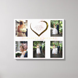 Trouwfotocollage Eenvoudige Roze Hart Citaat Canvas Afdruk